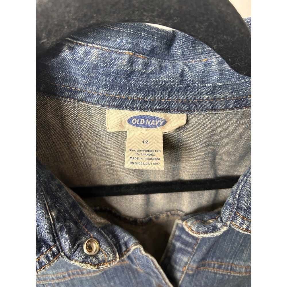 Old Navy Dress Women's Medium Blue Denim Long Sleeve Button Up Collared Size 12 - Picture 6 of 6